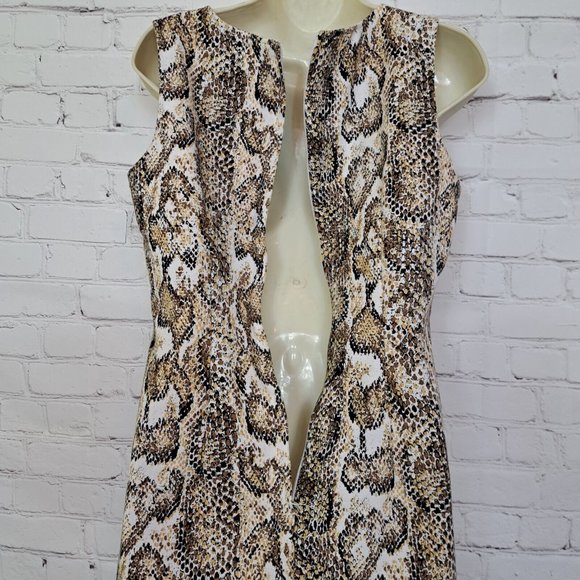 Dawn Joy Beige Snake Print Sleeveless Dress Size 7/8 - Picture 6 of 9
